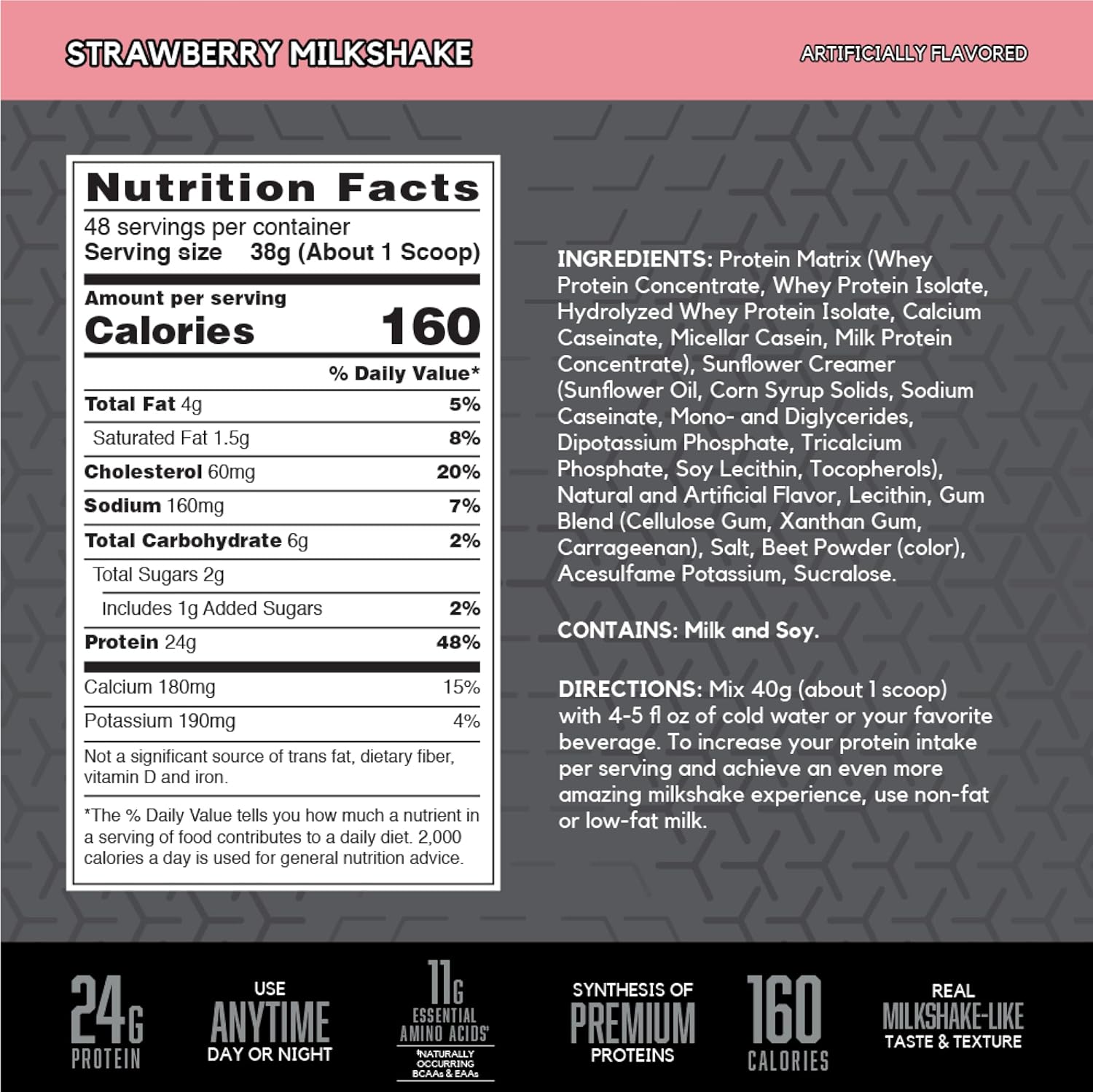 BSN SYNTHA-6 EDGE Protein Powder - Strawberry Milkshake Flavor, 24g Protein, Low Sugar, 48 Servings, Hydrolyzed Whey & Micellar Casein