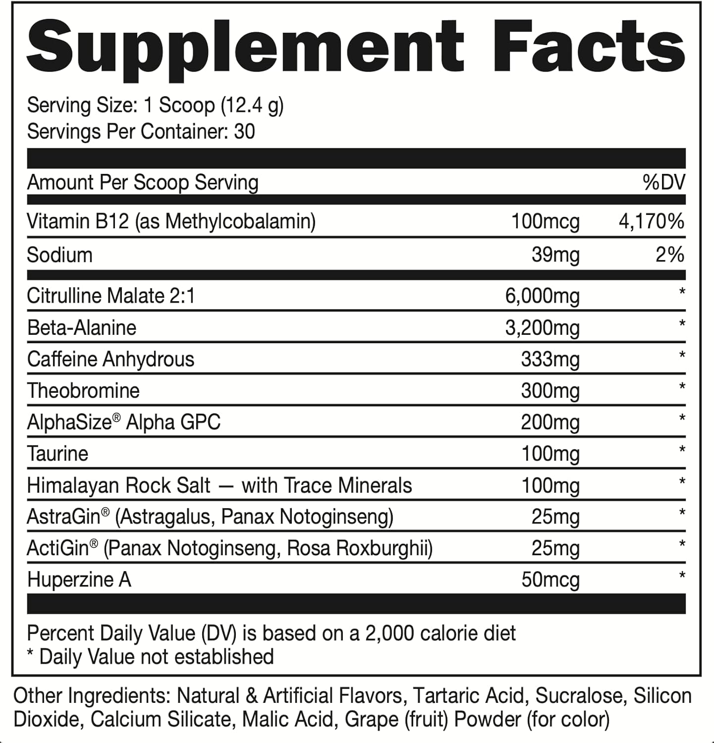 Bucked Up Woke Pre Workout - High Stim, Best Taste, Focus Nootropic, Pump, Strength, Growth - 30 Servings - Grape Flavor