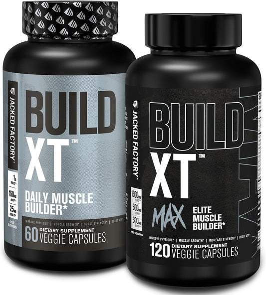 Build-XT Max Elite Muscle Builder (120 Count) + Jacked Factory Build-XT Daily Muscle Builder (60 Count) Pack