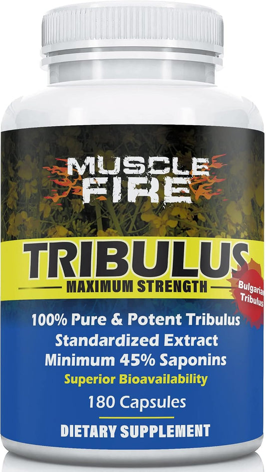 Bulgarian Tribulus Terrestris Herbal Nutrition Supplement, 1500mg with 45% Saponins and Lecithin for Enhanced Absorption - 180 Capsules