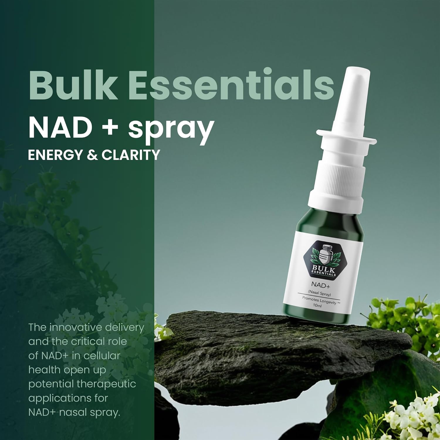 Bulk Essentials NAD+ Spray - 5 mg Per Spray | 100 Sprays | Cellular Energy, Anti-Aging, Metabolism Boost | Fast-Absorbing NAD+ Supplement