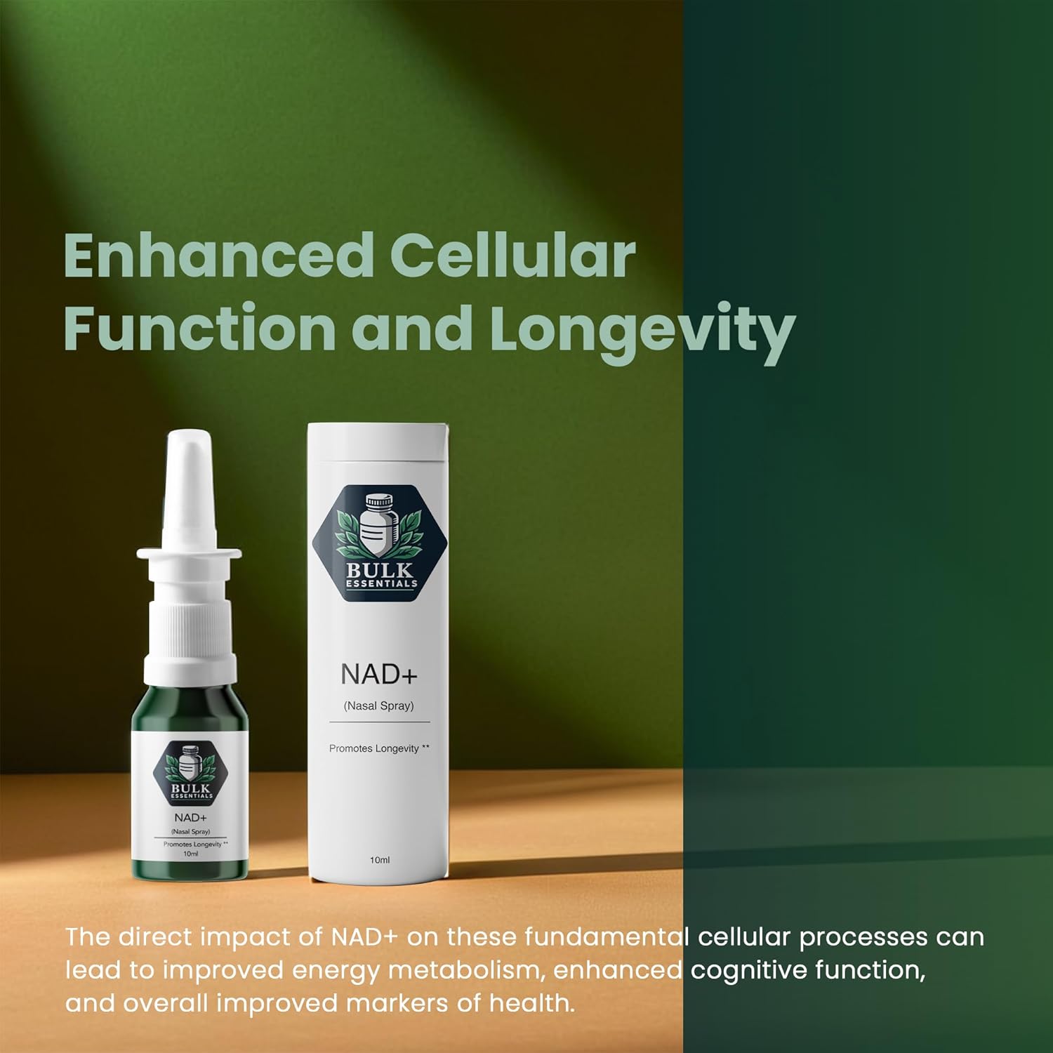 Bulk Essentials NAD+ Spray - 5 mg Per Spray | 100 Sprays | Cellular Energy, Anti-Aging, Metabolism Boost | Fast-Absorbing NAD+ Supplement