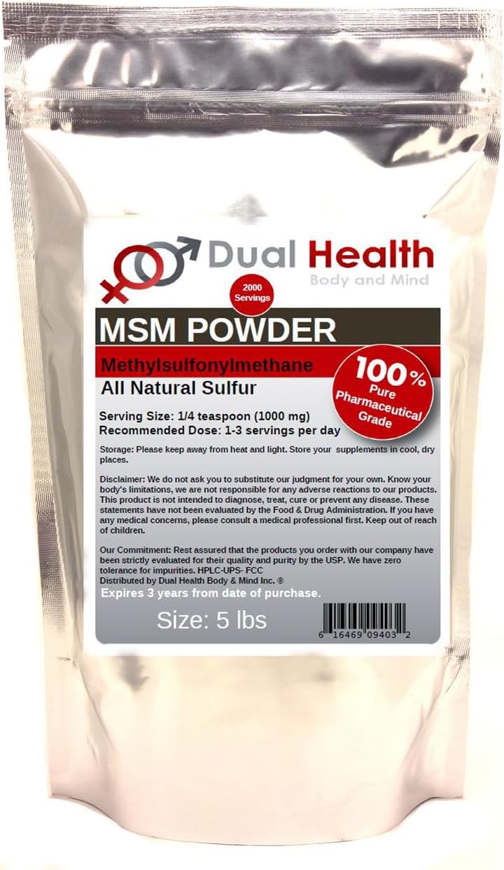 Bulk MSM Powder for Body & Mind Health - 5 lb Pure Methylsulfonylmethane Supplement
