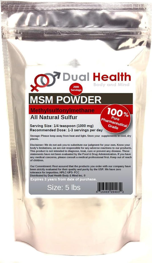 Bulk MSM Powder for Body & Mind Health - 5 lb Pure Methylsulfonylmethane Supplement