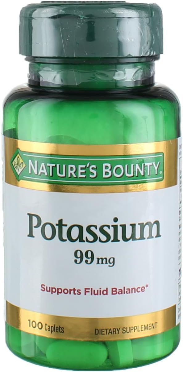 Bulk Pack of 400 Nature's Bounty Potassium Gluconate 99mg Caplets for Heart Health and Muscle Function