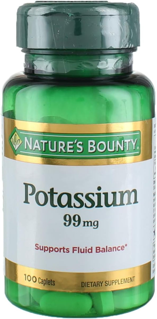 Bulk Pack of 400 Nature's Bounty Potassium Gluconate 99mg Caplets for Heart Health and Muscle Function