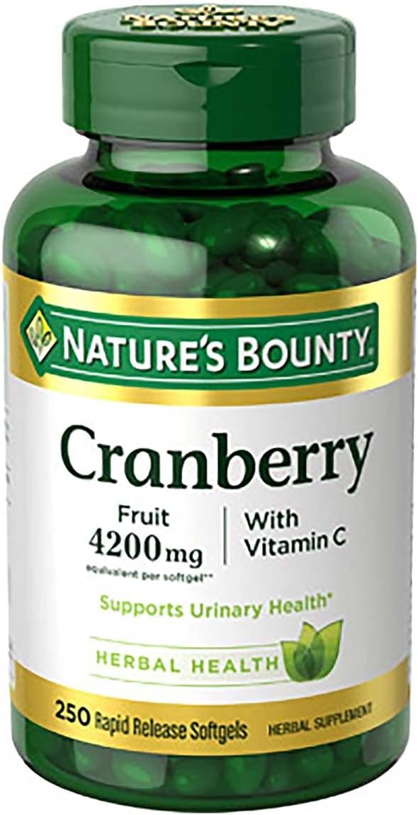 Bulk Pack of 750 Nature's Bounty Cranberry with Vitamin C Softgels, 4200 mg Each