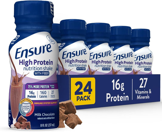 Bulk Pack of High Protein Milk Chocolate Nutrition Shakes with Fiber - 24 Count