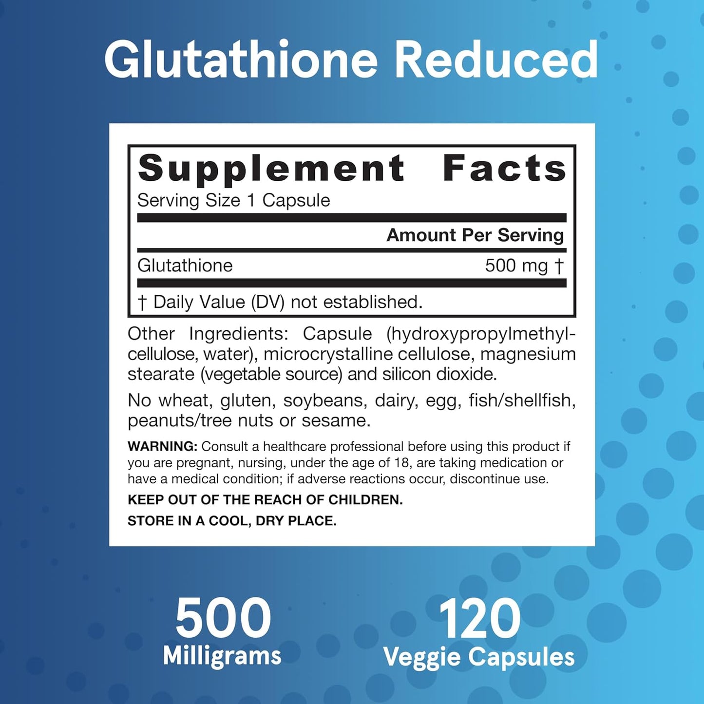 Bulk Pack of Jarrow Formulas Glutathione Reduced 500 mg Capsules - Antioxidant Support for Vitamins C & E - Non-GMO, Gluten Free, Vegan - 1440 Capsules Total