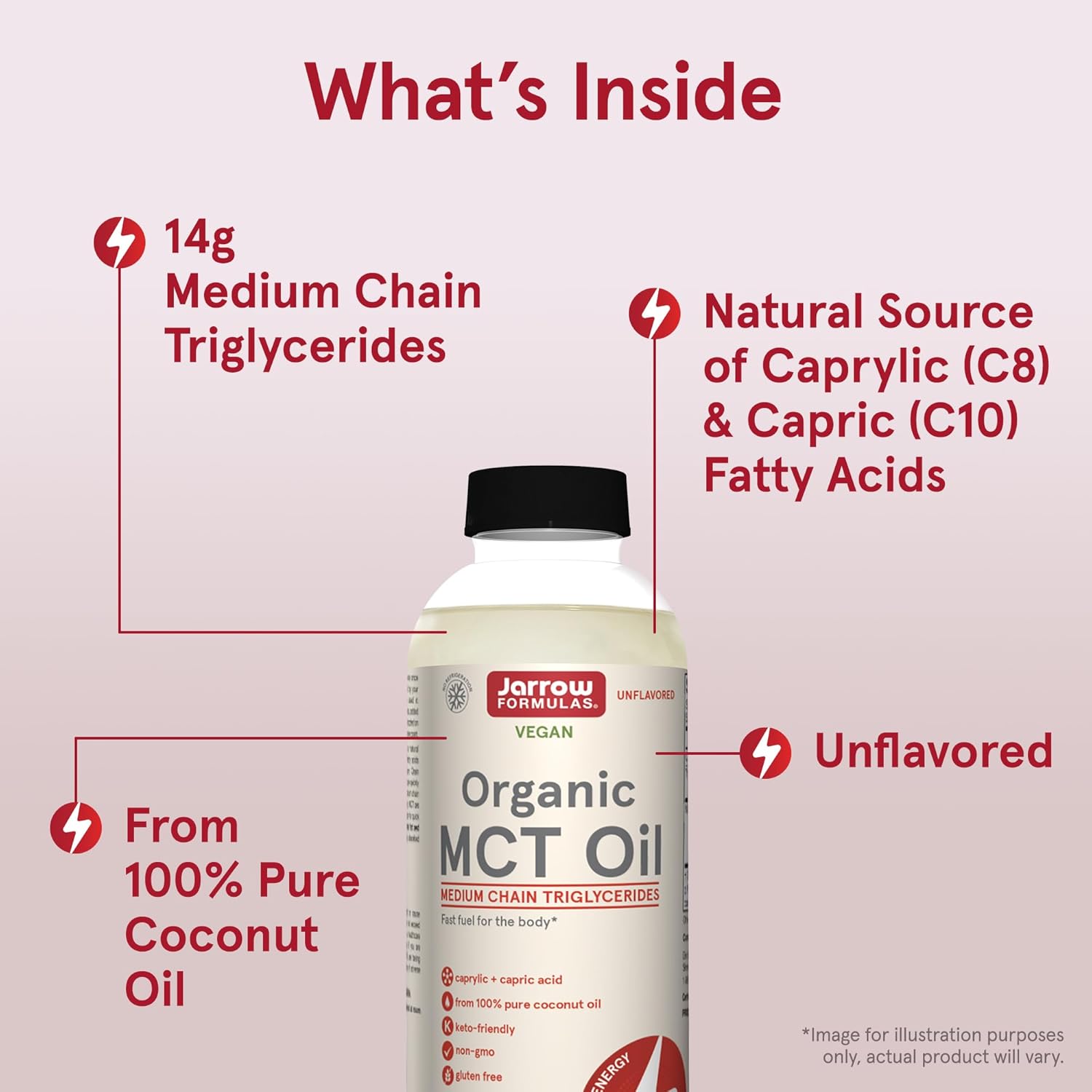 Bulk Pack of Jarrow Formulas Organic MCT Oil - 16 fl oz Each - Brain & Muscle Fuel - C8 & C10 - Keto Friendly - Unflavored - 12 Pack