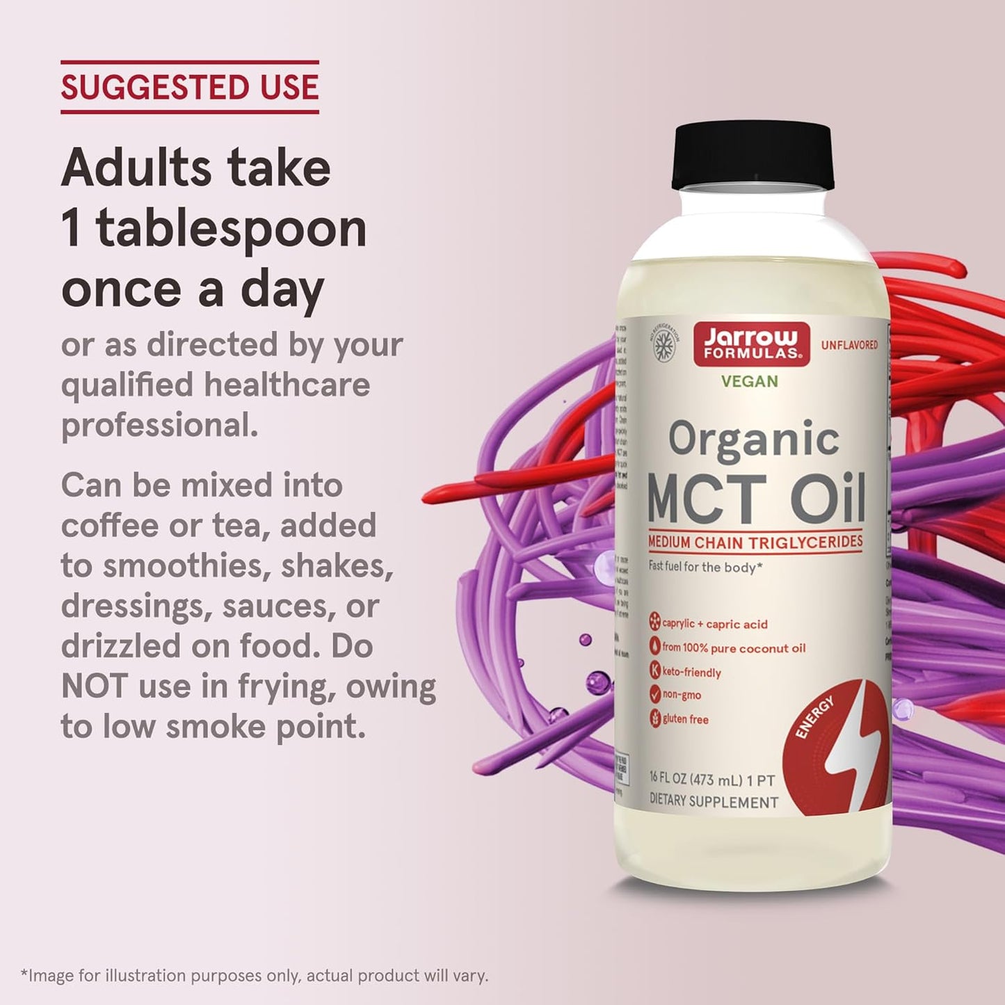 Bulk Pack of Jarrow Formulas Organic MCT Oil - 16 fl oz Each - Brain & Muscle Fuel - C8 & C10 - Keto Friendly - Unflavored - 12 Pack