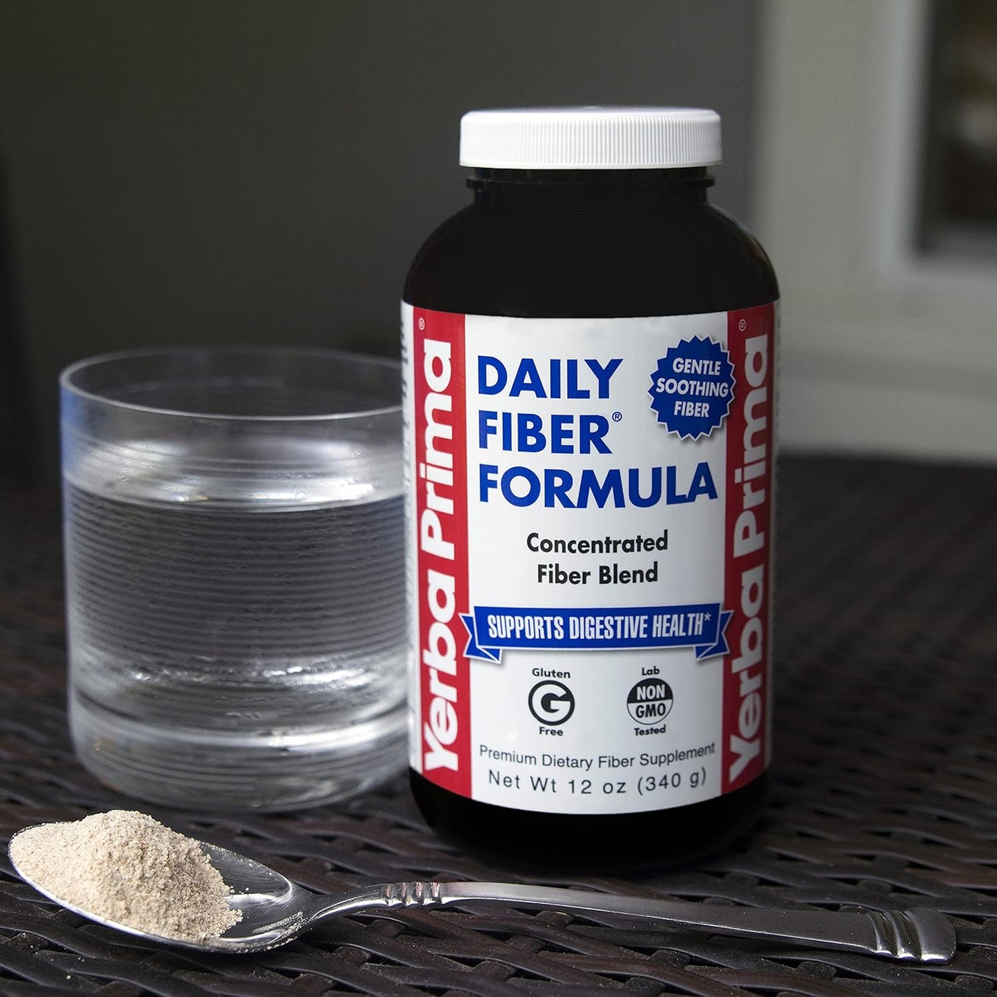 Bulk Pack of Yerba Prima Daily Fiber Formula Powder - 12 oz x 4 - Soluble & Insoluble Fiber Supplement for Gut Health - Vegan, Non-GMO, Gluten-Free