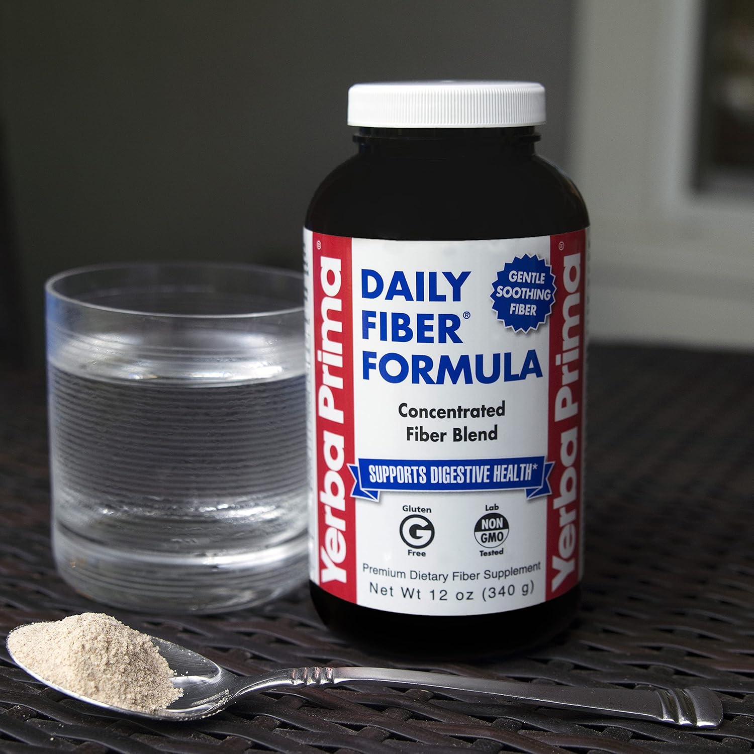 Bulk Pack of Yerba Prima Daily Fiber Formula Powder - 12 oz x 4 - Soluble & Insoluble Fiber Supplement for Gut Health - Vegan, Non-GMO, Gluten-Free
