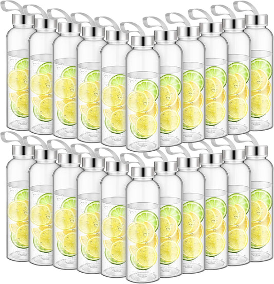 Bulk Set of 40 Reusable 17 oz Water Bottles with Stainless Steel Leak Proof Lids and Carrying Straps - Ideal for Cheerleader Team Gifts and Outdoor Sports