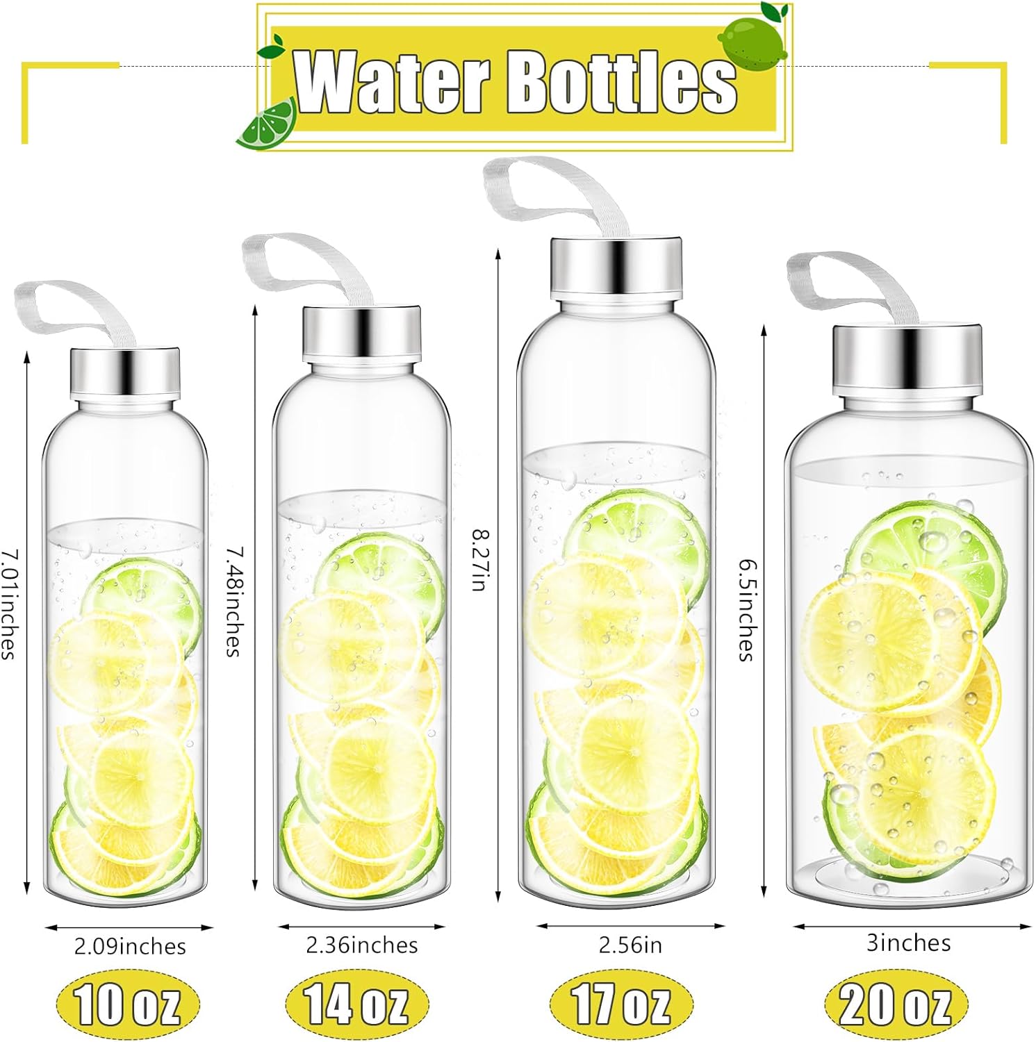 Bulk Set of 40 Reusable 17 oz Water Bottles with Stainless Steel Leak Proof Lids and Carrying Straps - Ideal for Cheerleader Team Gifts and Outdoor Sports