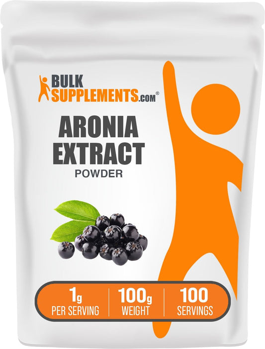 BulkSupplements Aronia Berry Extract Powder - 1000mg per Serving, Gluten Free Chokeberry Supplement - 100g (3.5 oz) (1 Pack)