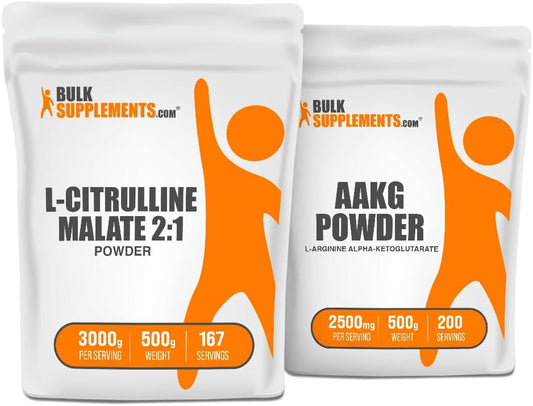 BulkSupplements Citrulline Malate 2:1 and AAKG 500g Bundle for Enhanced Performance