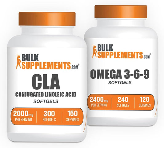 BulkSupplements CLA 2000mg Softgels with Omega 3-6-9 for Heart Health and Slimming Formula Support