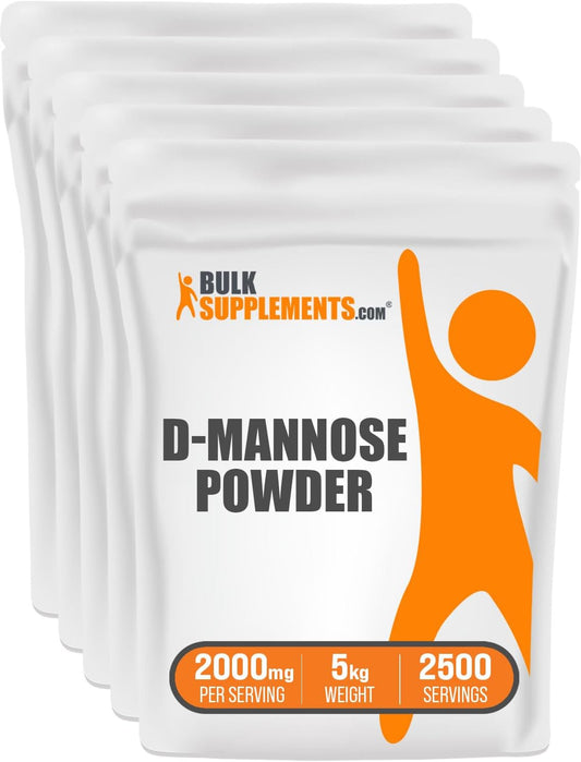 BulkSupplements D-Mannose Powder - 2000mg Supplement for Urinary Tract Health - Unflavored & Gluten Free - 5kg (11 lbs), Pack of 5