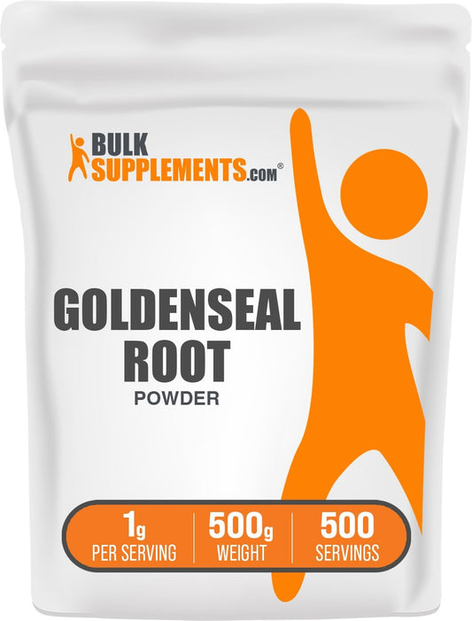 BulkSupplements Goldenseal Root Powder - 1000mg per Serving, Herbal Supplement, Gluten-Free, 500g (1.1 lbs) - Pack of 1