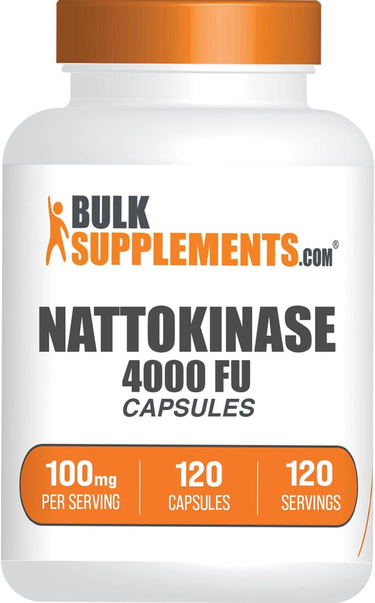 BulkSupplements Nattokinase 4000 FU Capsules - Nattokinase Supplement from Natto Extract - 100mg, Gluten Free - 120 Capsules