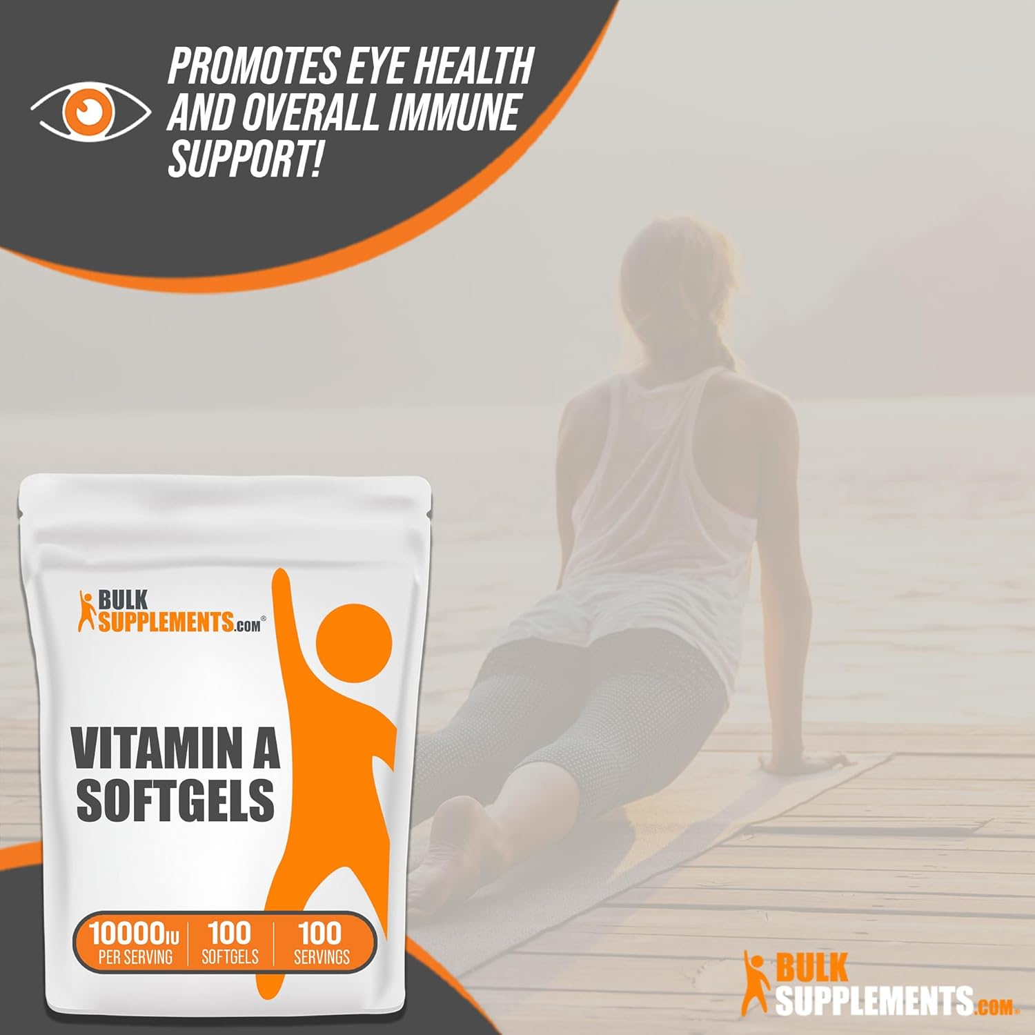 BulkSupplements.com 10000 IU Vitamin A Softgels - Retinyl Palmitate Supplement for Eyes, Gluten Free, 100 Softgels