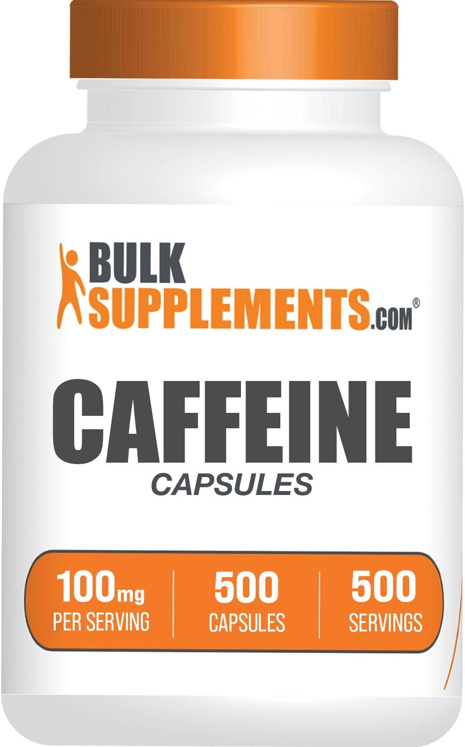 BulkSupplements.com 100mg Caffeine Capsules - Energy Support Supplement with 500 Capsules in a Pack of 1