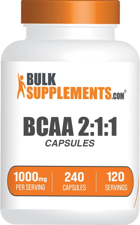 BulkSupplements.com BCAA 2:1:1 Capsules - Branched Chain Amino Acid Supplements, Gluten-Free - 240 Capsules