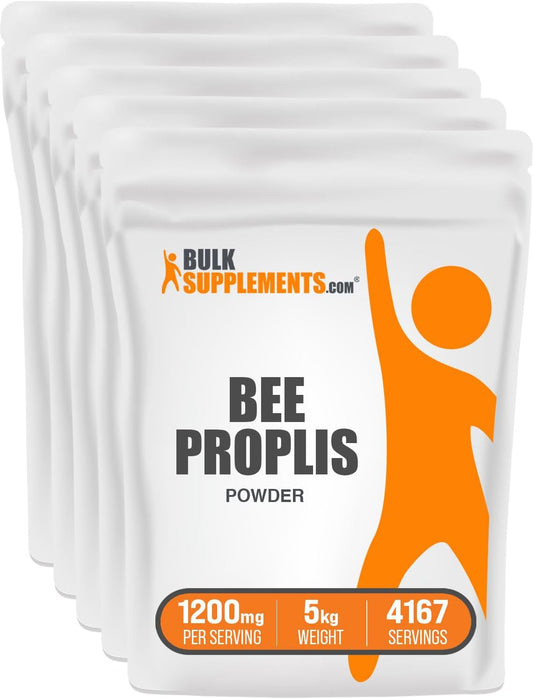 BulkSupplements.com Bee Propolis Powder - Antioxidant Support Supplement - Natural, Gluten Free - 1200mg per Serving, Pack of 5 (5kg - 11lbs)