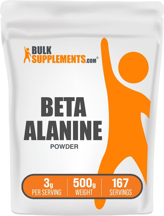 BulkSupplements.com Beta Alanine Powder - 500g (1.1 lbs) - 3000mg, Unflavored & Gluten Free - Pre Workout Supplement