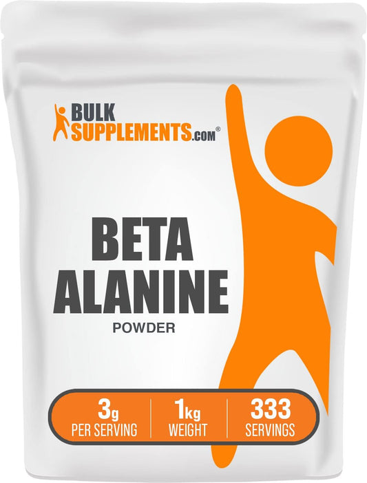 BulkSupplements.com Beta Alanine Powder - Pure Beta Alanine Supplement for Pre-Workout Boost - 3000mg, Unflavored & Gluten-Free - 1kg (2.2 lbs) Pack