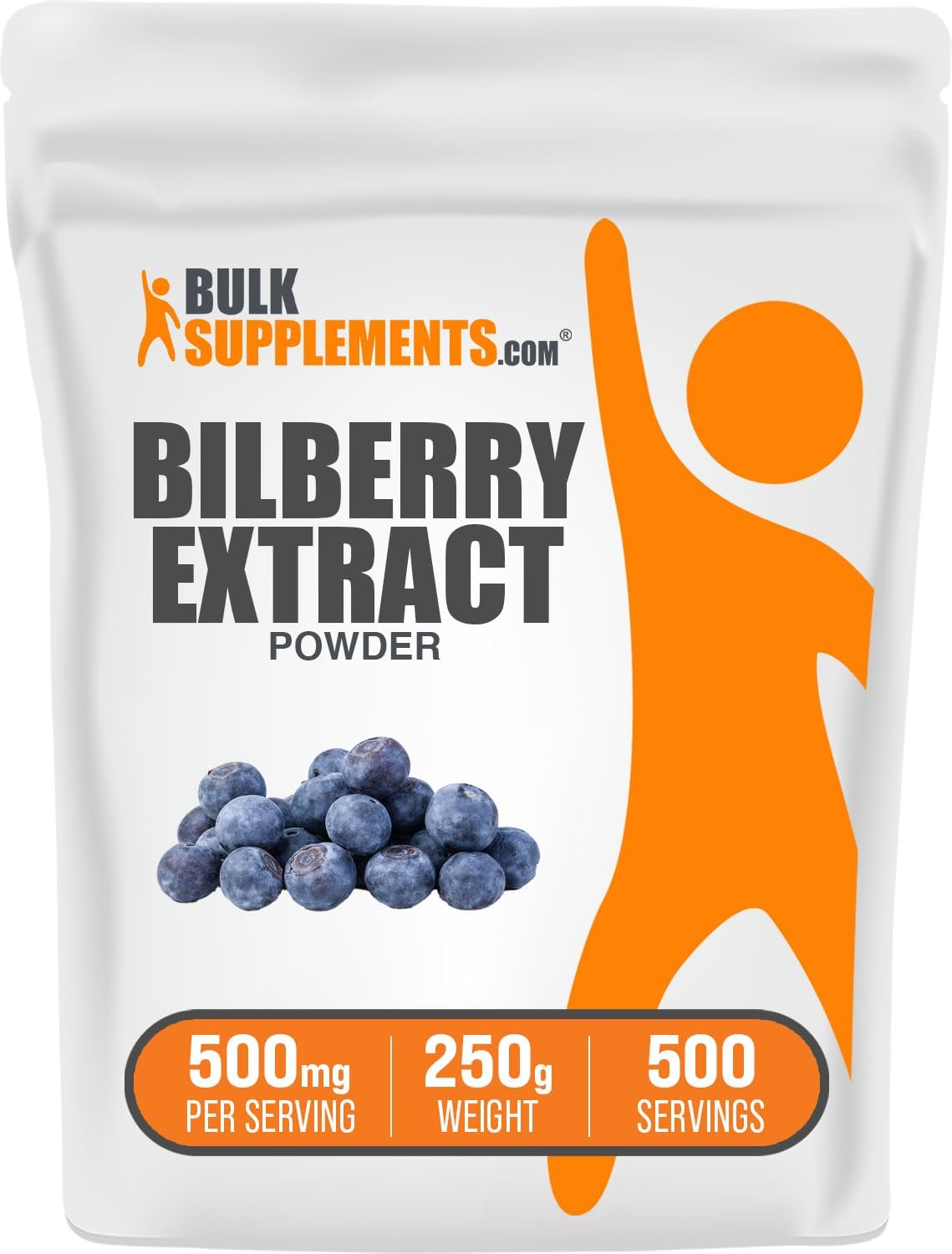 BulkSupplements.com Bilberry Extract Powder - Natural Bilberry Fruit Supplement for Eye Health - Gluten-Free, 500mg per Serving, 250g (8.8 oz)
