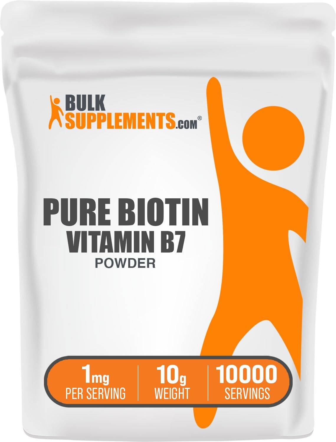 BulkSupplements.com Biotin Powder - Vitamin B7 Supplement for Hair, Skin, Nails - Gluten Free, 1mg per Serving, 10g (0.35 oz) (1 Pack)