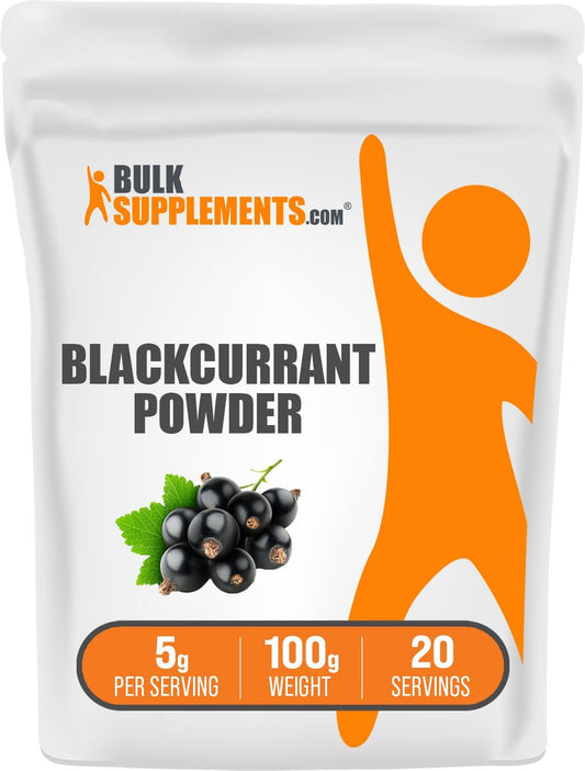 BulkSupplements.com Blackcurrant Powder - Superfood Supplement from Black Currant Berry, Gluten Free, 5g per Serving - 100g (3.5 oz) Pack
