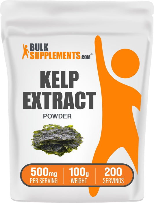 BulkSupplements.com Brown Seaweed Extract Powder - Gluten-Free Kelp Supplement, 500mg per Serving - 100g (3.5 oz) Pack of 1