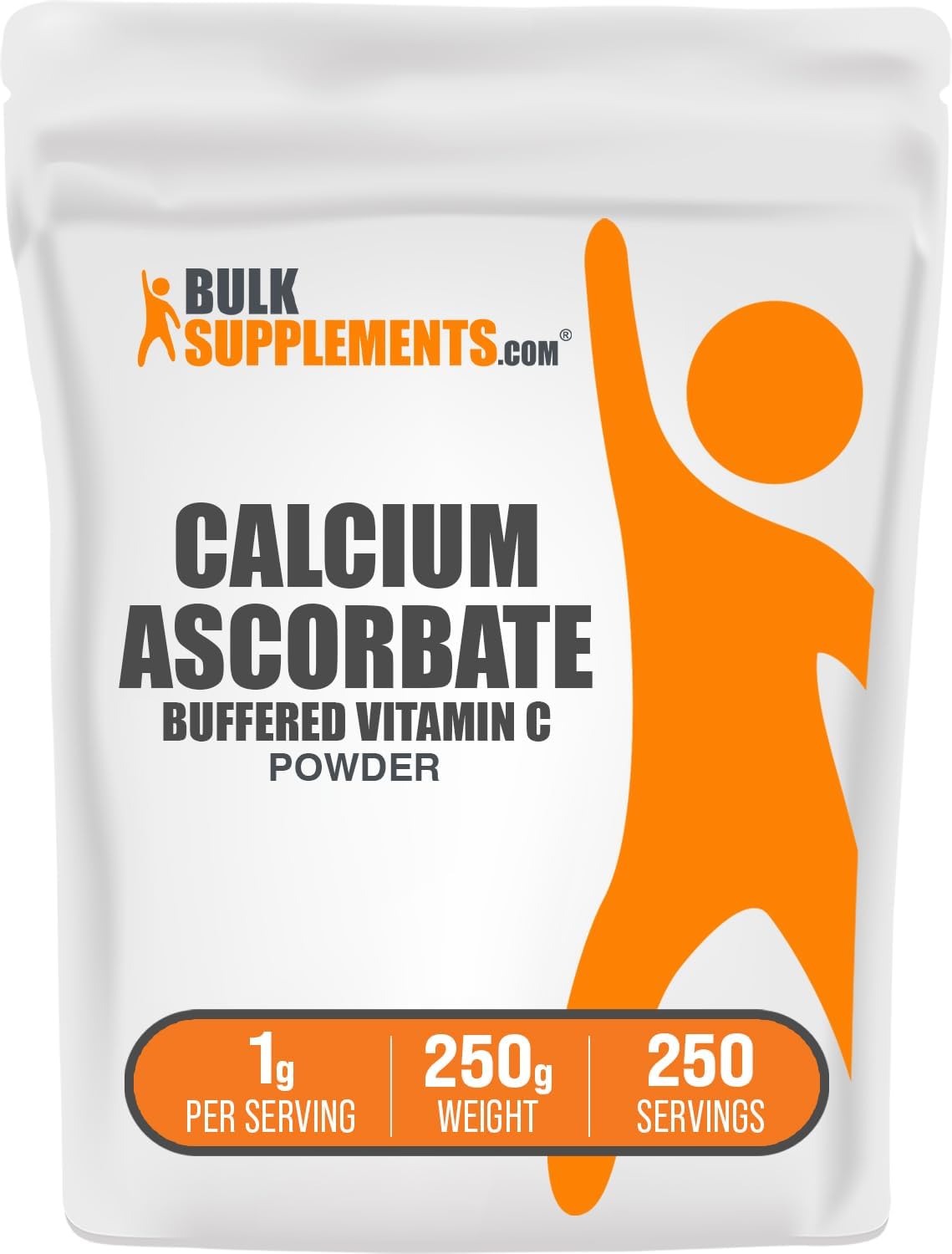 BulkSupplements.com Buffered Calcium Ascorbate Powder - 1000mg per Serving, 250g - Gluten Free Vitamin C and Calcium Supplement
