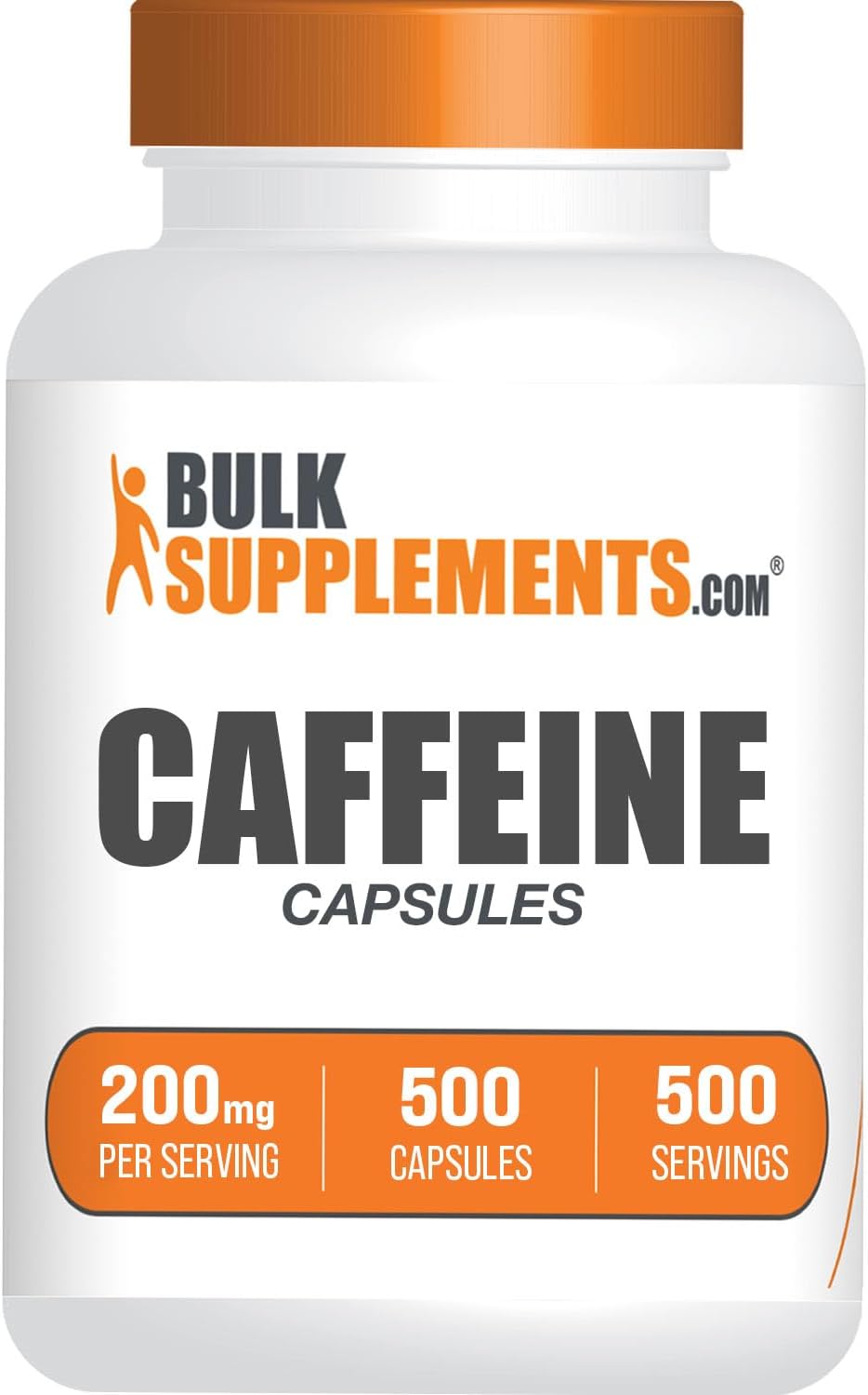 BulkSupplements.com Caffeine 200mg Capsules - Energy Support Pills, 1 Capsule per Serving, 500 Count Pack