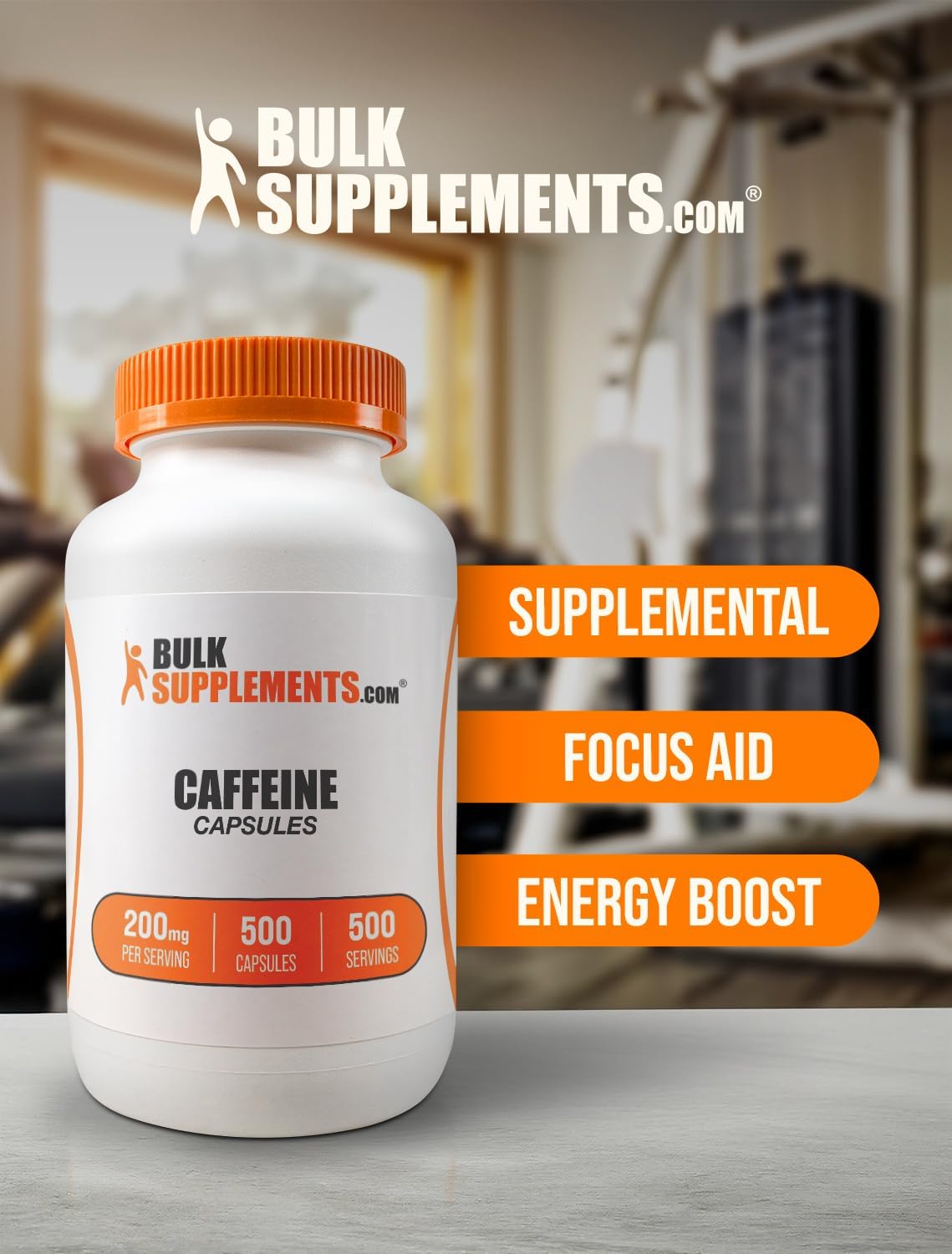 BulkSupplements.com Caffeine 200mg Capsules - Energy Support Pills, 1 Capsule per Serving, 500 Count Pack