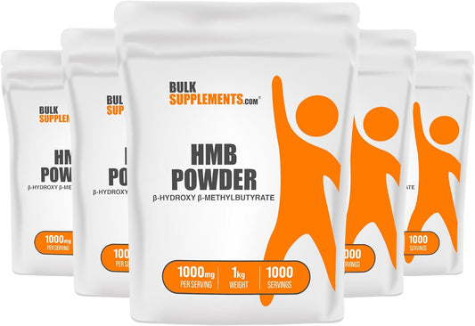BulkSupplements.com Calcium HMB Powder - Beta-Hydroxy Beta-Methylbutyrate Supplements - 1000mg per Serving, Gluten Free - 5kg (11 lbs) Pack of 5