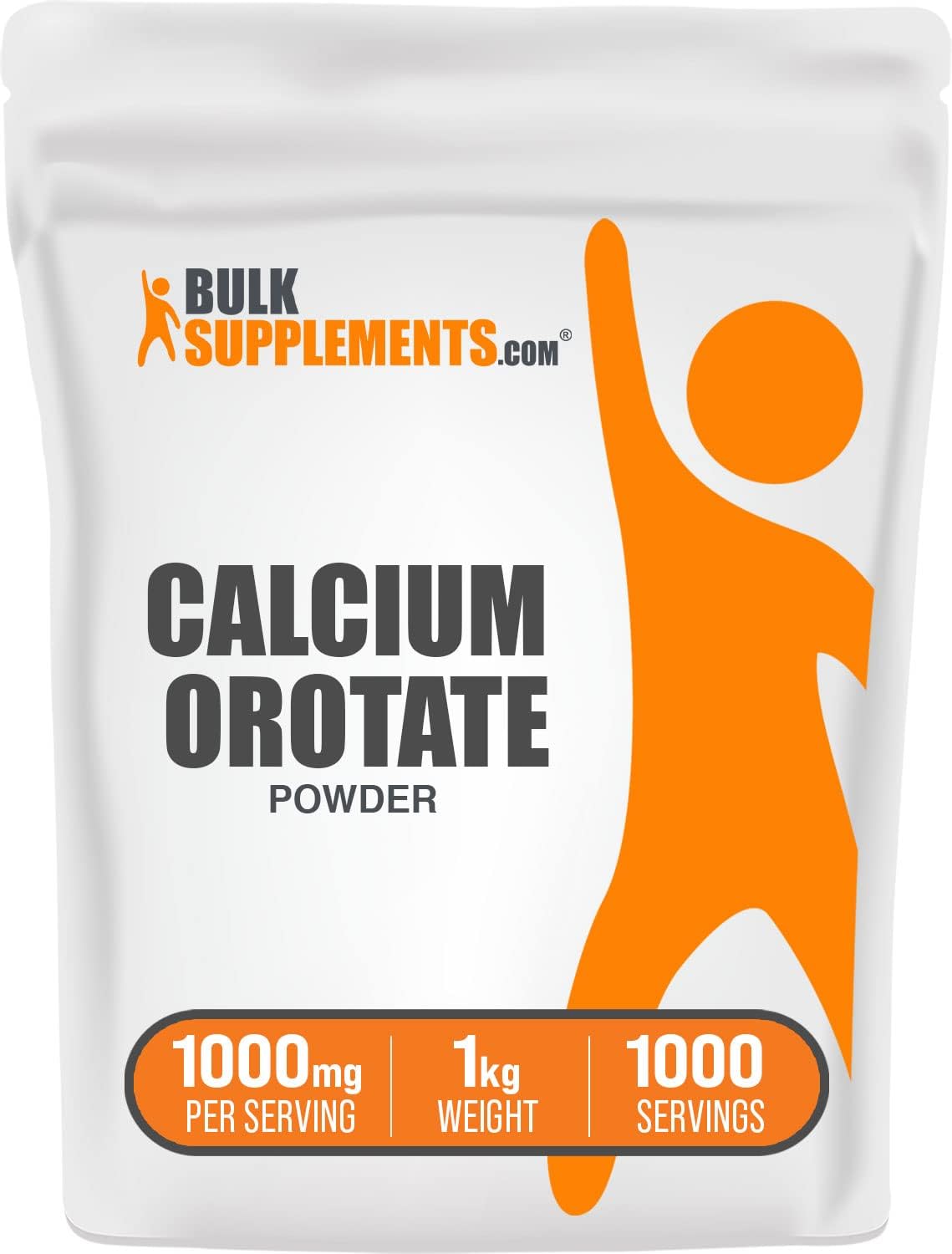 BulkSupplements.com Calcium Orotate Powder - High Strength Calcium Supplement - 1000mg per Serving - Gluten Free - 1kg (2.2 lbs) Pack