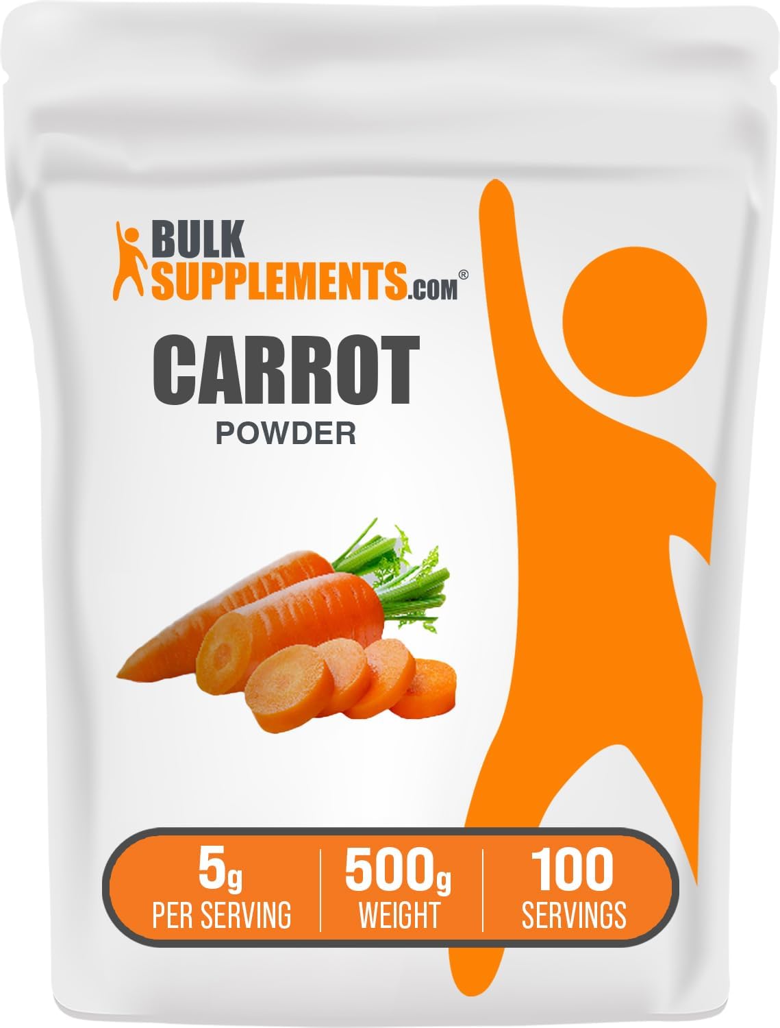 BulkSupplements.com Carrot Powder - Superfood Supplement for Smoothies & Baking - Vegan & Gluten Free - 500g (1.1 lbs) Pack of 1