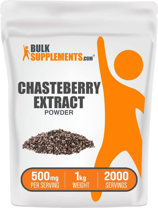 BulkSupplements.com Chasteberry Extract Powder - Chaste Tree Berry Supplements - 500mg per Serving - 1kg (2.2 lbs)