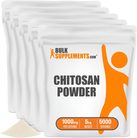 BulkSupplements.com Chitosan Powder - High Fiber Supplement - 1000mg Chitosan Supplements for Kidney Health - Shellfish Source - 5kg (11 lbs) - 5000 Servings