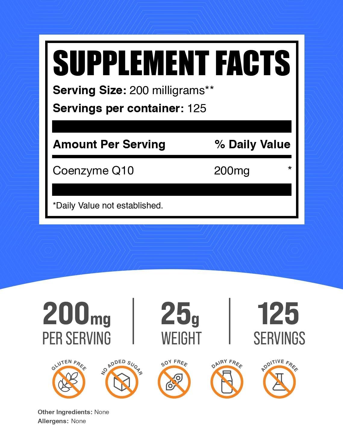 BulkSupplements.com CoQ10 Powder - 200mg Heart Health Supplement - Gluten Free - 25g (0.88 oz) Pack of 1