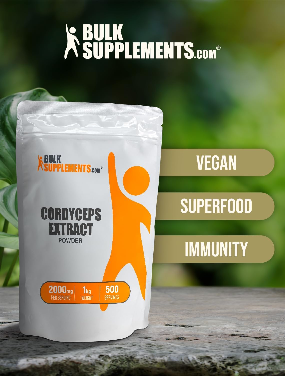 BulkSupplements.com Cordyceps Mushroom Extract Powder - Gluten-Free Cordyceps Sinensis Powder - 2000mg per Serving - 5kg (11 lbs) - Pack of 5