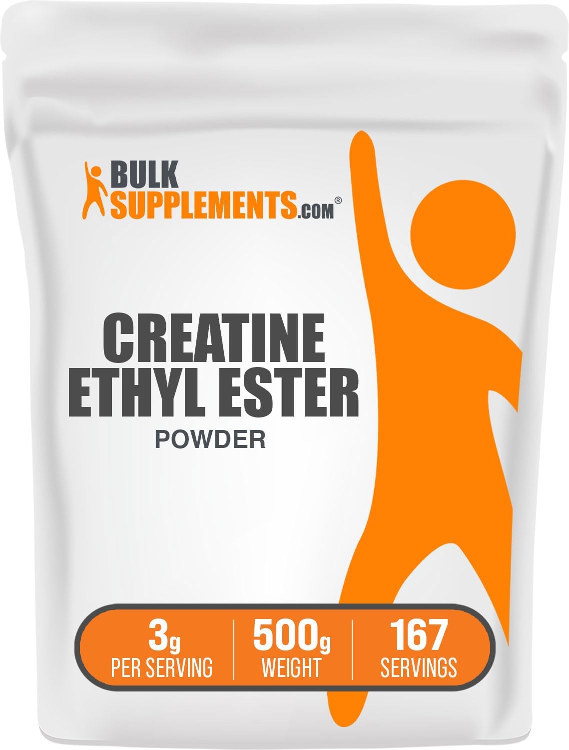 BulkSupplements.com Creatine Ethyl Ester HCl Powder - Unflavored & Gluten Free - 500g - 3g per Serving - Pack of 1