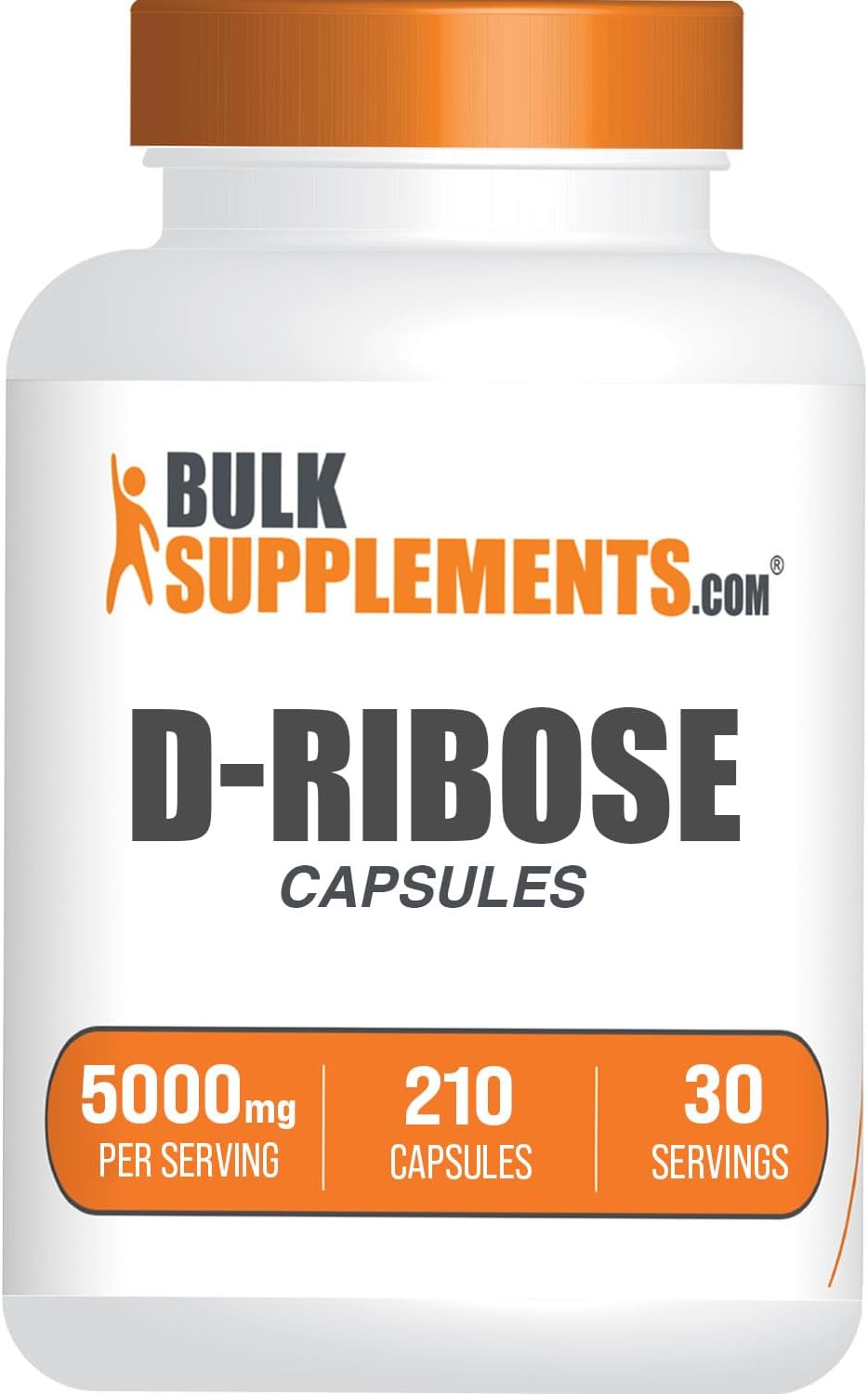 BulkSupplements.com D-Ribose Capsules - High Strength Ribose Supplement for Energy Support - 5000mg, Unflavored, Gluten Free - 210 Capsules