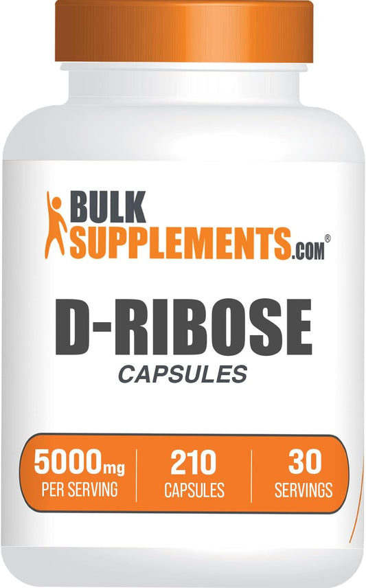 BulkSupplements.com D-Ribose Capsules - High Strength Ribose Supplement for Energy Support - 5000mg, Unflavored, Gluten Free - 210 Capsules