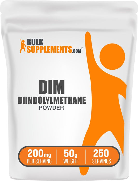 BulkSupplements.com Diindolylmethane Powder - DIM Supplement for Men & Women - 200mg per Serving, Gluten Free - 50g (1.8 oz) Pack