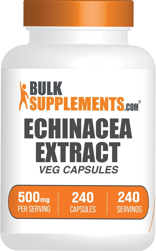 BulkSupplements.com Echinacea Extract Capsules - 500mg Immune Support Supplement, Gluten Free - 240 Capsules, 1 Capsule/Serving